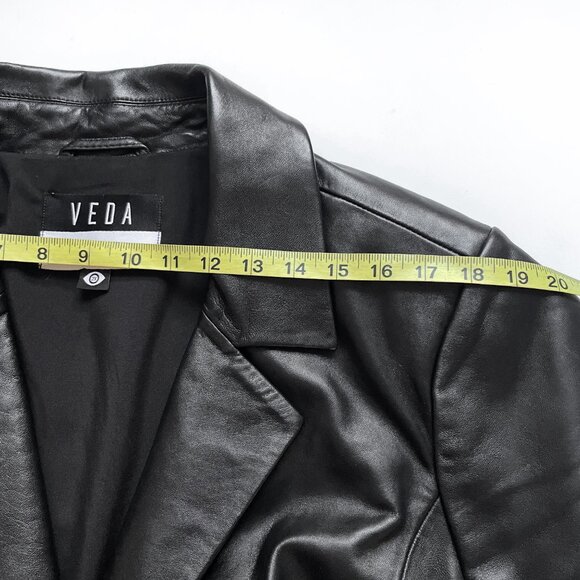 Reformation Veda Crosby 90s Longline Leather Blazer Black Size 2X - Picture 12 of 15